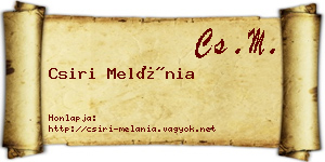 Csiri Melánia névjegykártya